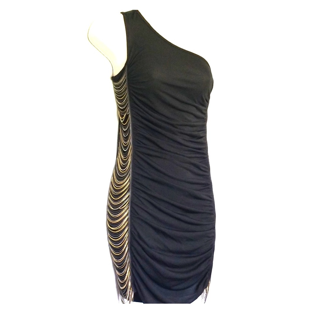 Sexy One Shoulder Bodycon Dress Chain Side